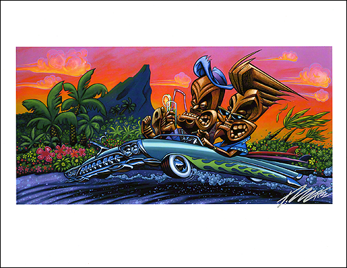 Von Franco ヴォン・フランコ 　TIKI　アート・ポスター　サイン入り Von Franco Freaky Tiki's Tower Records Poster Pop Sticker Pack